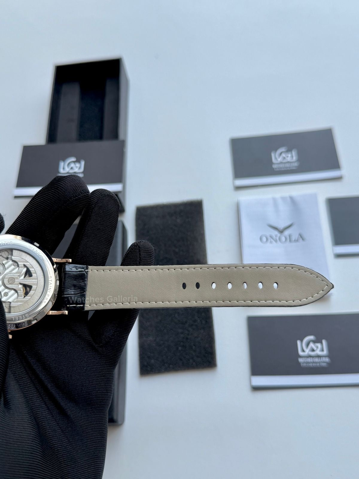 Onola Moonphase Flywheel Skeleton Watch Automatic (Black-Rose Gold) ON6836 Watches Galleria
