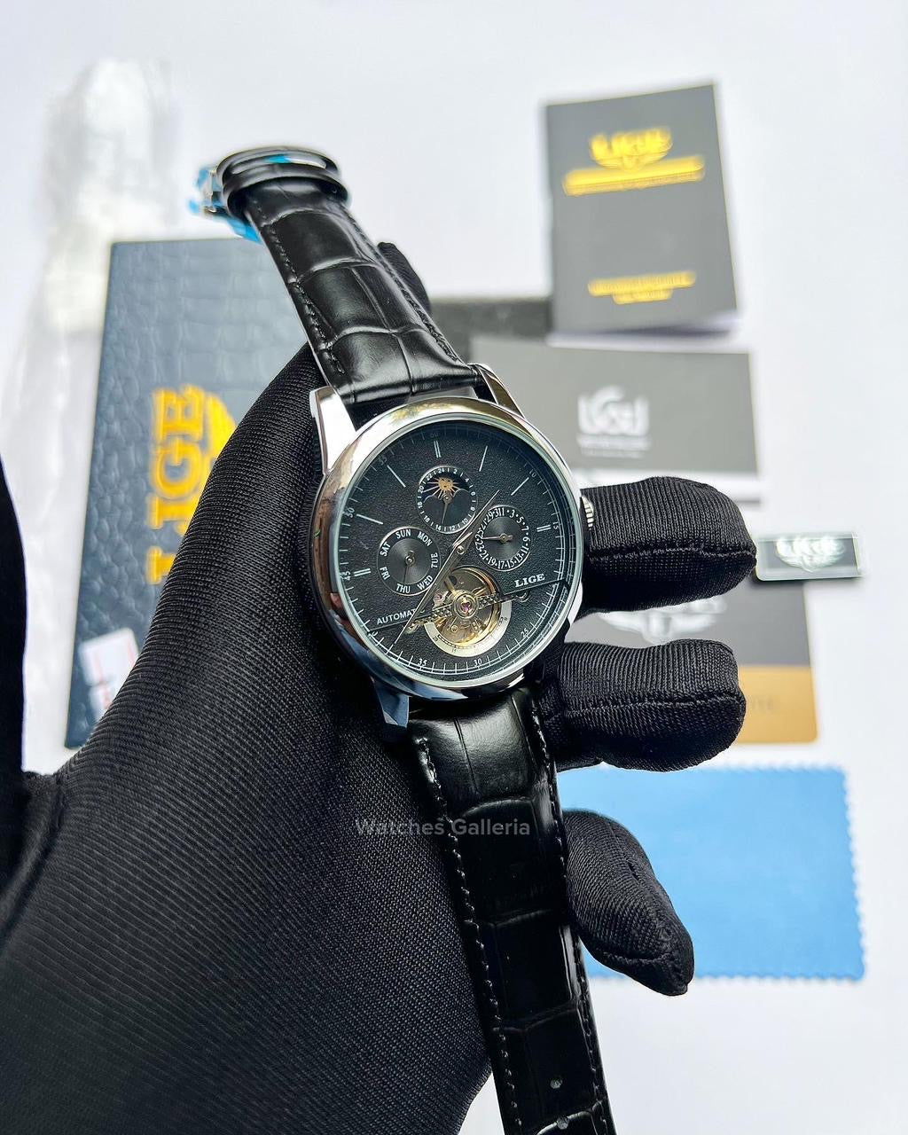 Lige Moonphase Automatic (Black Silver) LIGE6828