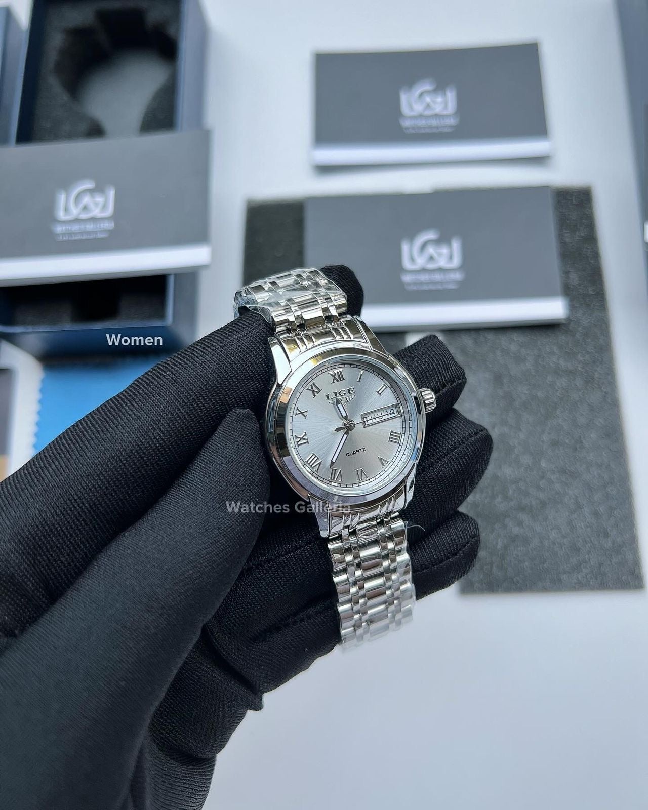 Lige Date Day Couple Watch (Silver) Lige9846 Lige10007L