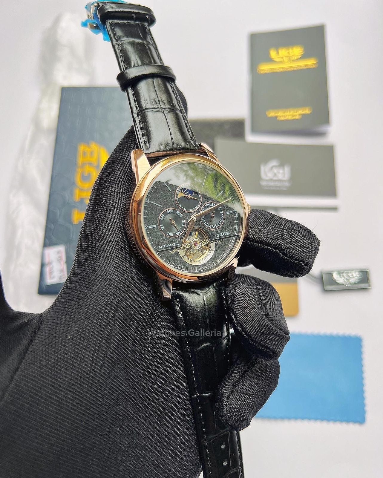 Lige Moonphase Automatic (Black Rose Gold) LIGE6828
