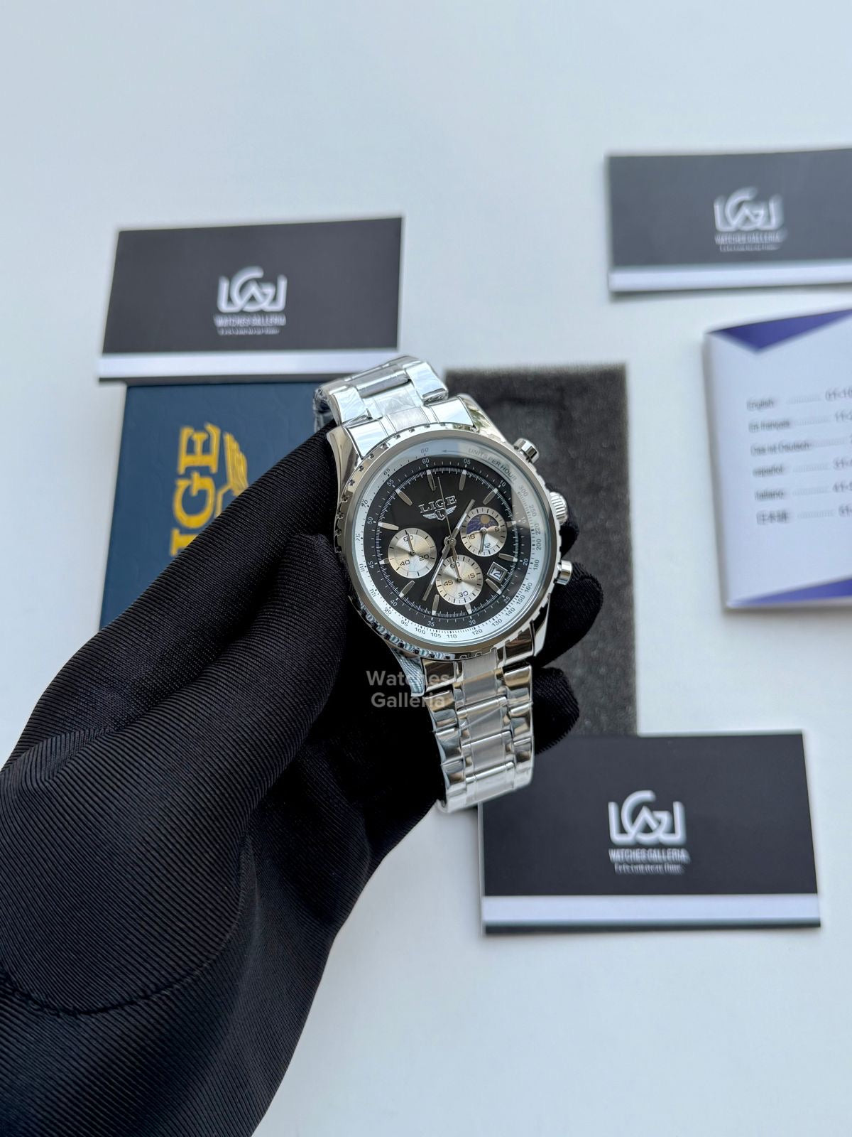 Lige Chronograph Quartz (Black) Lige8989 Watches Galleria