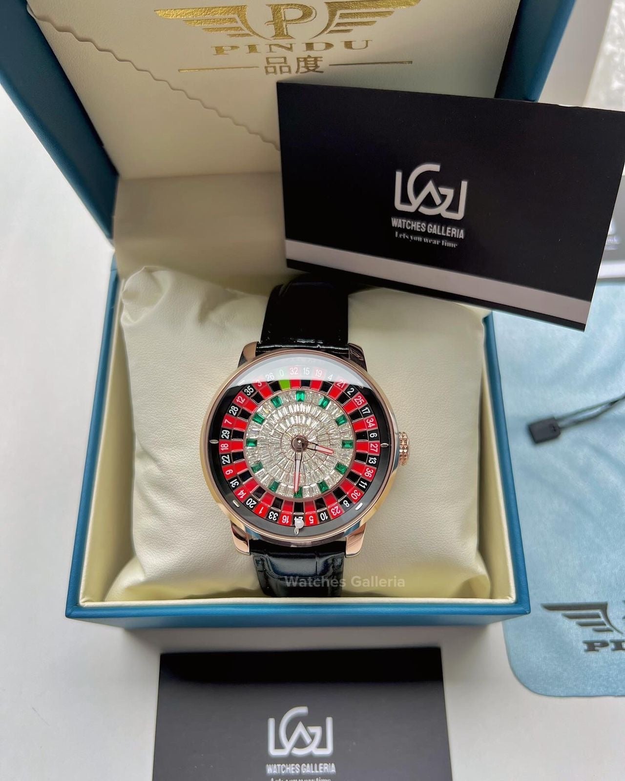 Pindu Design Casino Roulette Watch (Baguette Cut Diamonds Dial) P6617 Watches Galleria