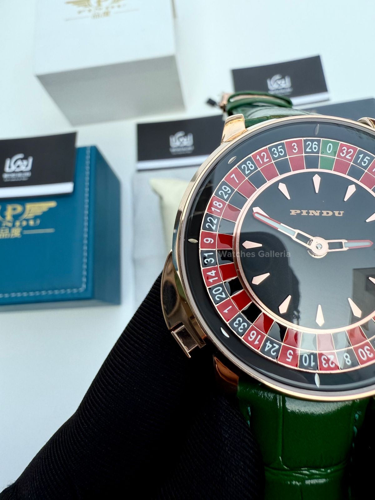 Pindu Design Casino Tourbillon Roulette Button Automatic (Green) P6628 Watches Galleria