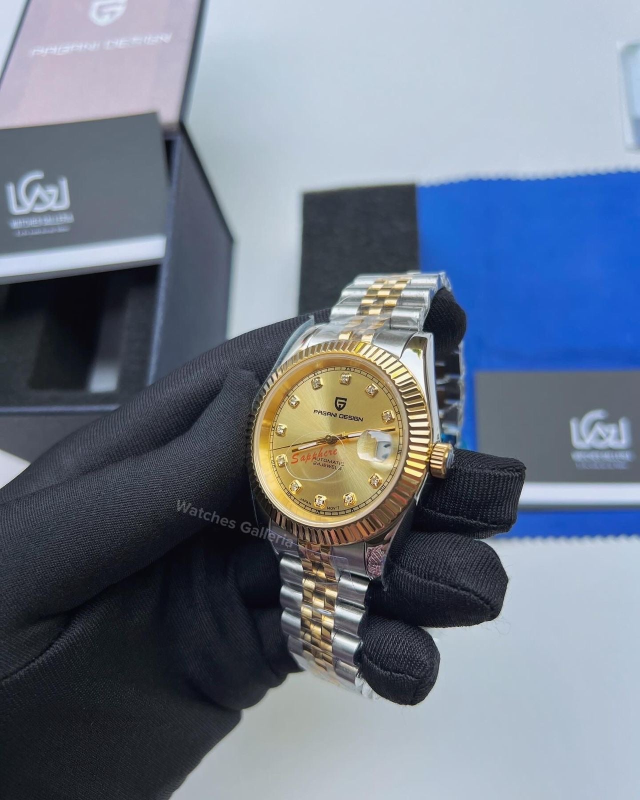 Pagani Design DateJust Stones Dial Automatic (Gold) PD1645 Watches Galleria