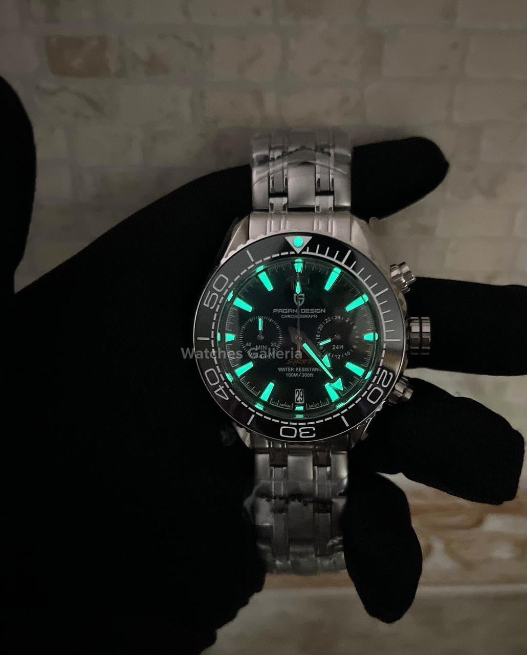 Pagani Design SeaMaster Planet Ocean Chronograph Quartz (Black) PD1711