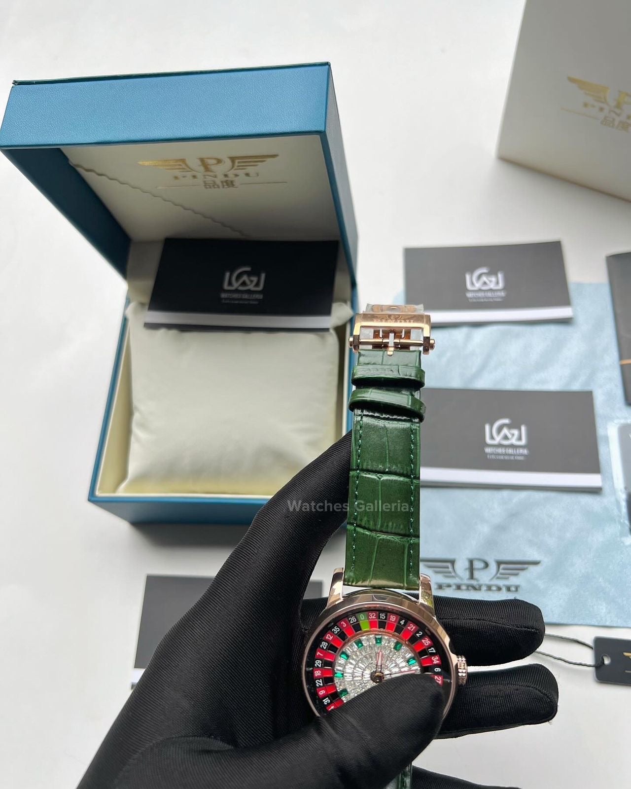 Pindu Design Casino Roulette Automatic Watch (Baguette Cut Diamonds Dial) P6617 Watches Galleria