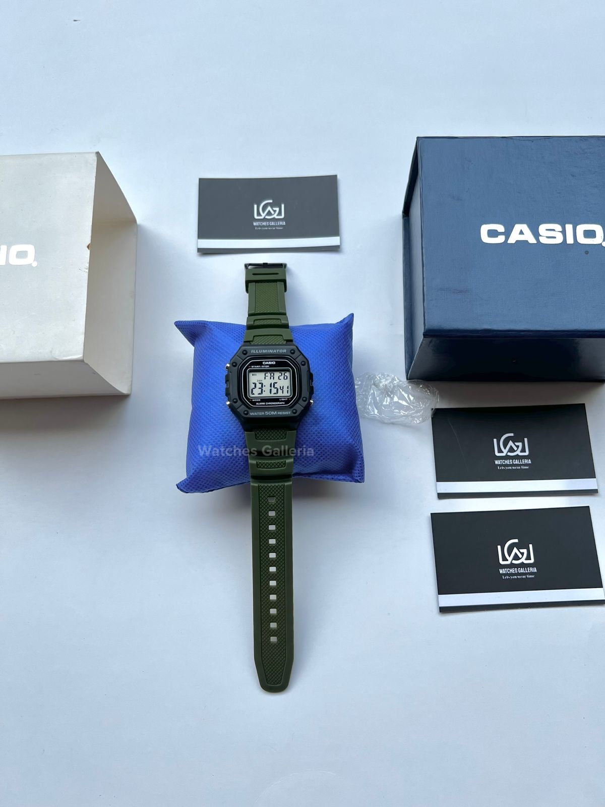 Casio Sports Digital Watch Green (White Display) W218H Watches Galleria
