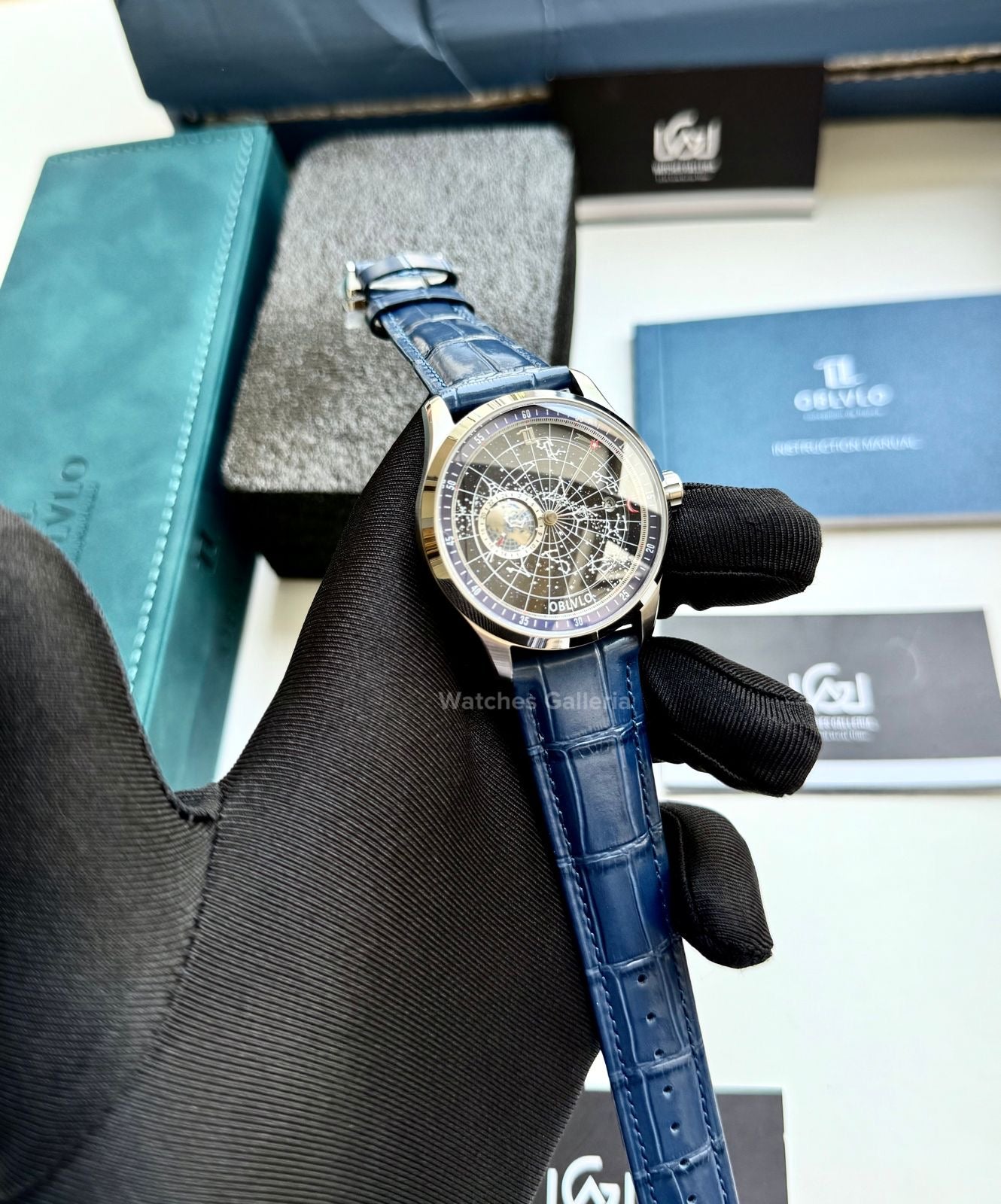 Oblvlo Grand Complications Calestial Automatic (Blue/Silver) oblvloGC Watches Galleria