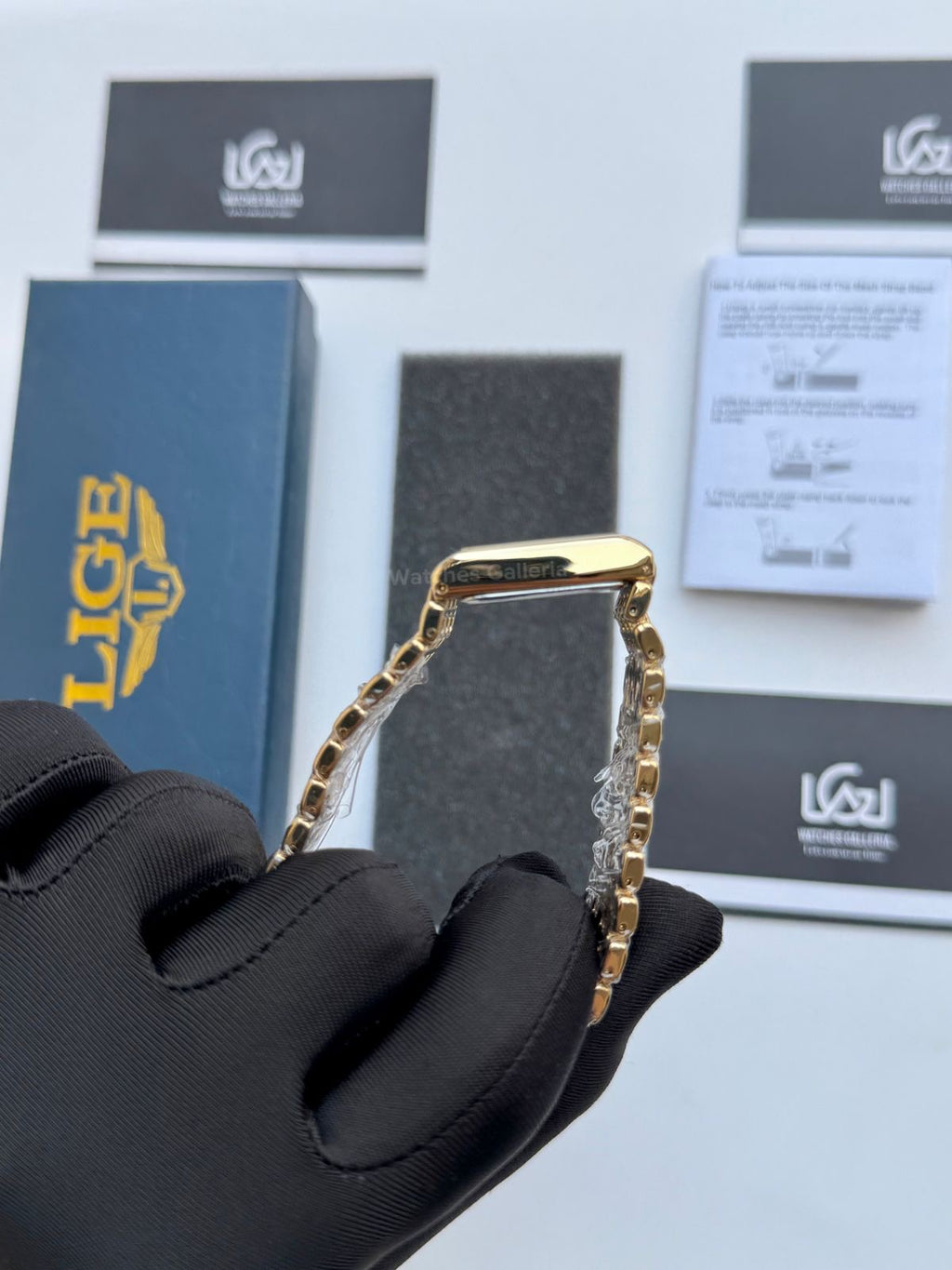 Lige 89156 Tank Women Watch Quartz (Gold) Lige Women Watch