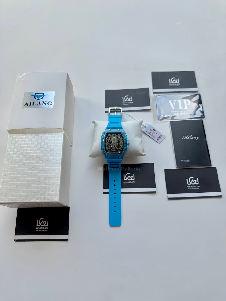 Ailang 8109 Skeleton Watch for Men White Blue Automatic Mechanical Watch Original Ailang Watch Pakistan