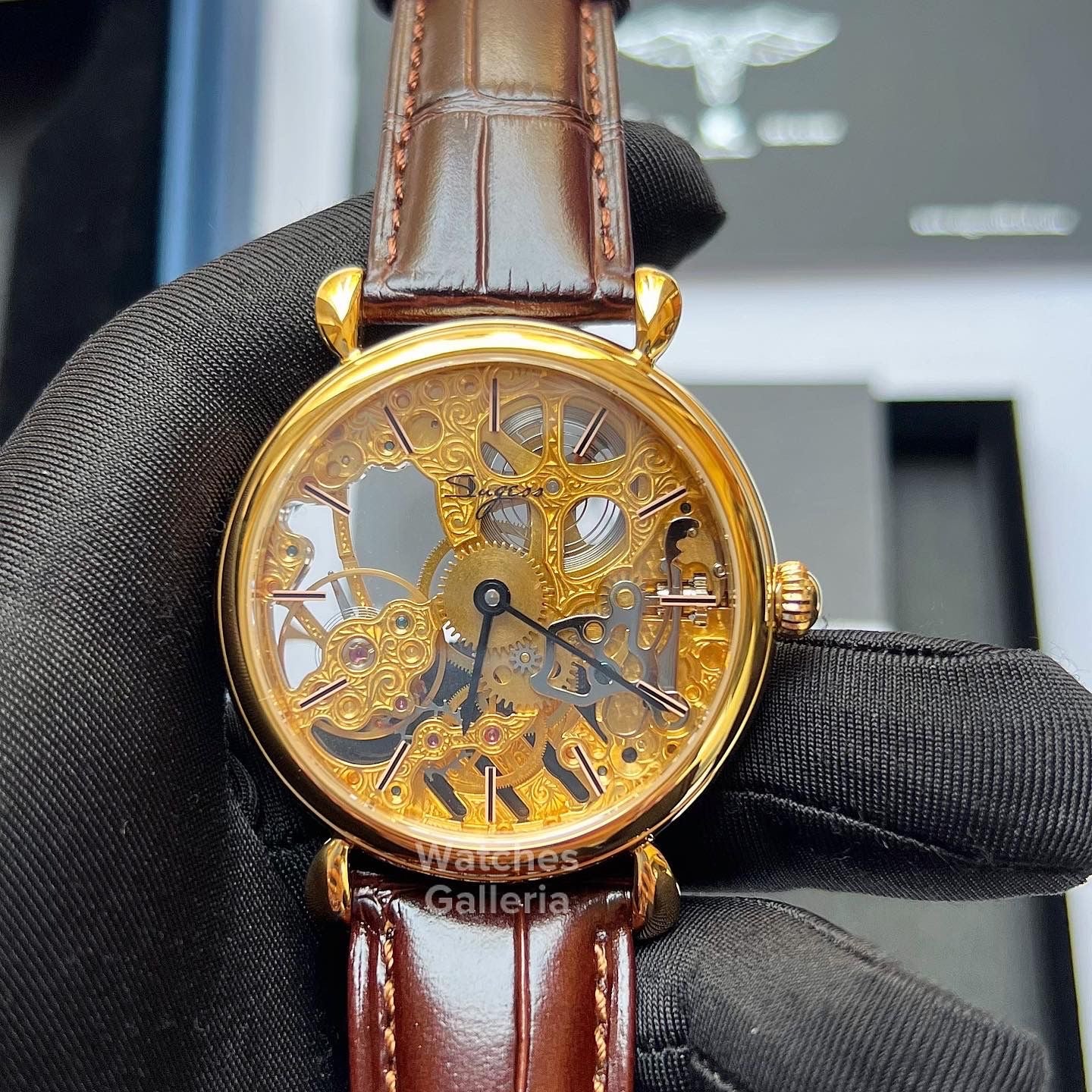 Sugess Skeleton Slimmaster Manual Wind (Brown Gold) SU3600 (Discontinued)