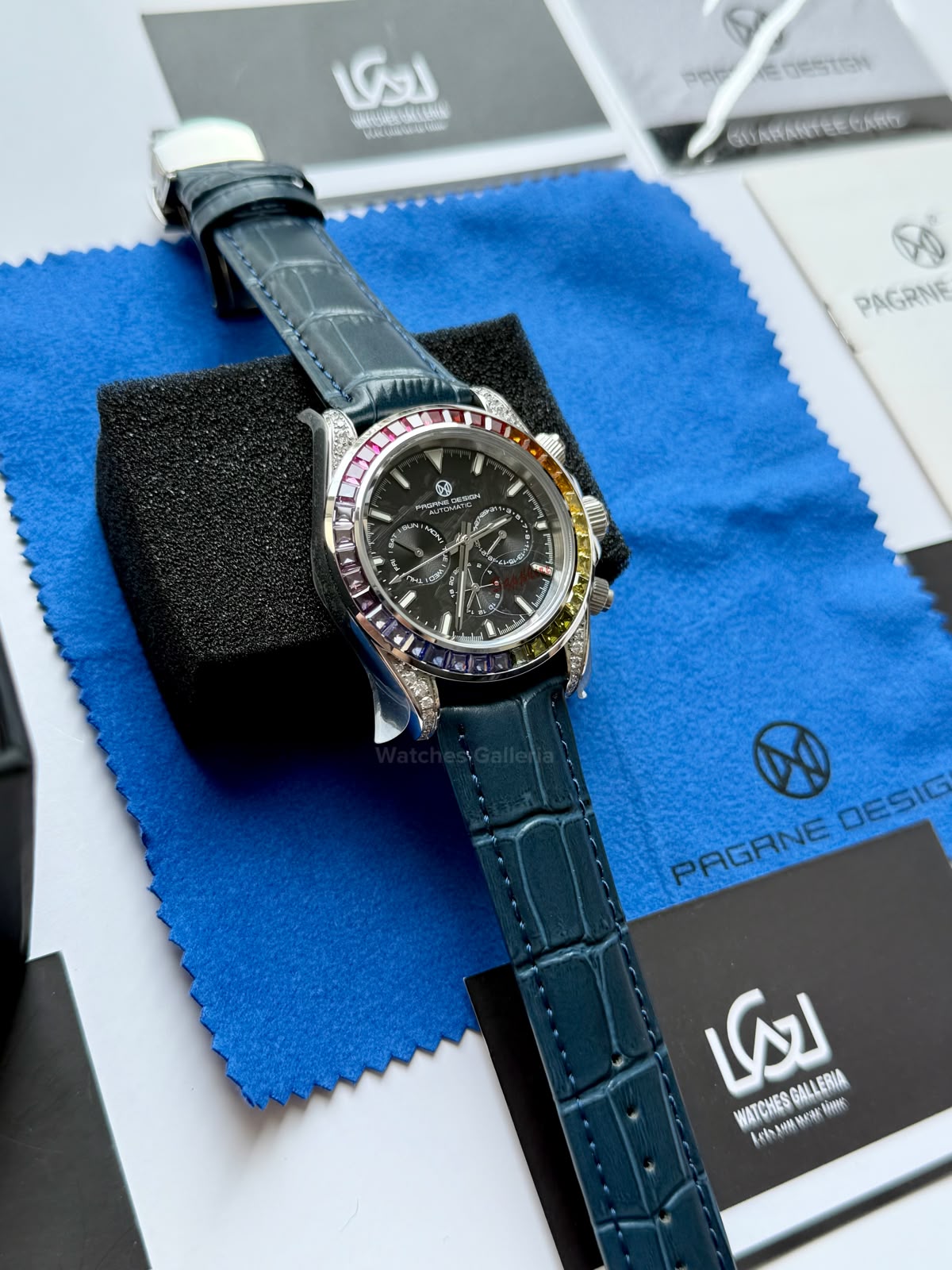 Pagani Design PG1666 Daytona Rainbow Limited Edition Black Automatic Chronograph Watch | 40mm Sapphire Crystal | HZ2196G Movement | 100M Water Resistant