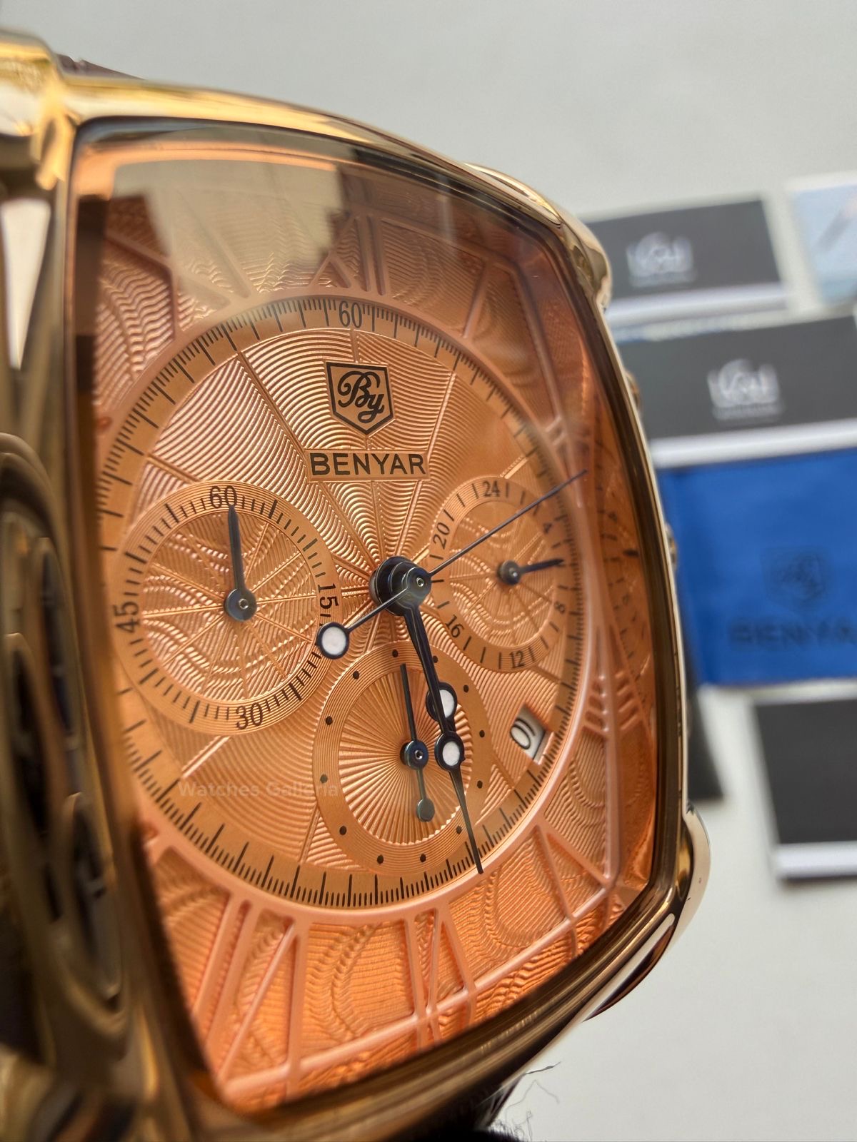 Benyar BY5113 Square Chronograph (Brown/Rose Gold) Benyar Watch Pakistan