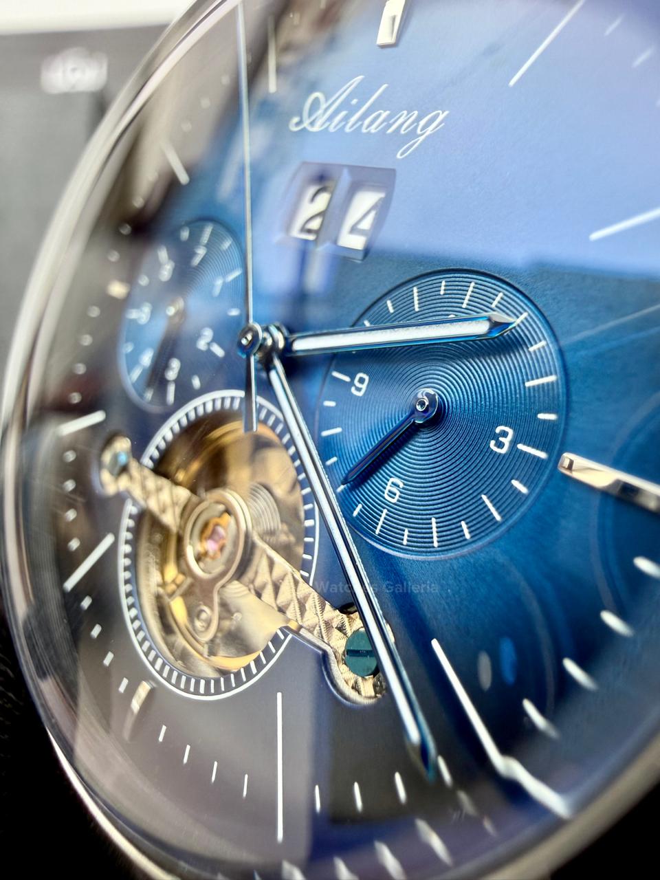 Ailang AI8655G Square Chronograph Automatic Watch Black Blue – Skeleton Flywheel, Big Date, Luxury Square Dial Men’s Watch