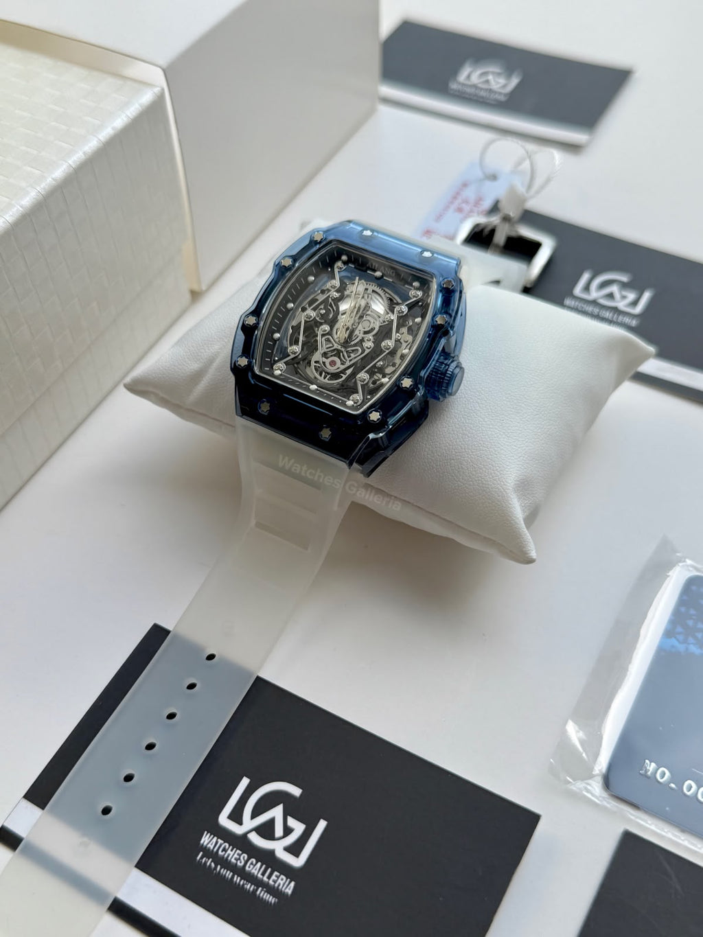 Ailang 8109 Skeleton Watch for Men White Blue Automatic Mechanical Watch Original Ailang Watch Pakistan