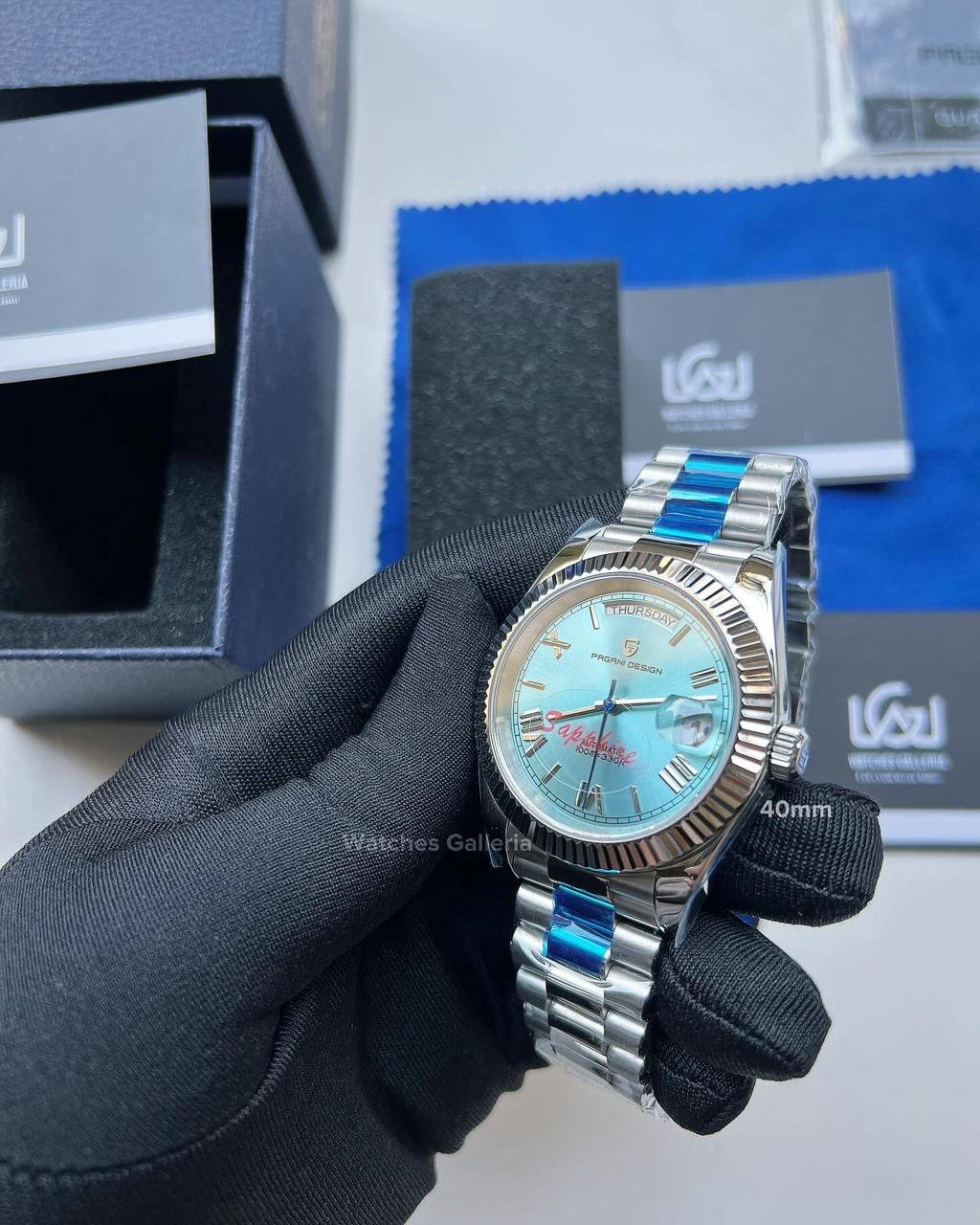 Pagani Design Date Day Automatic 40mm Seiko NH36A Ice Blue Dial PD1783