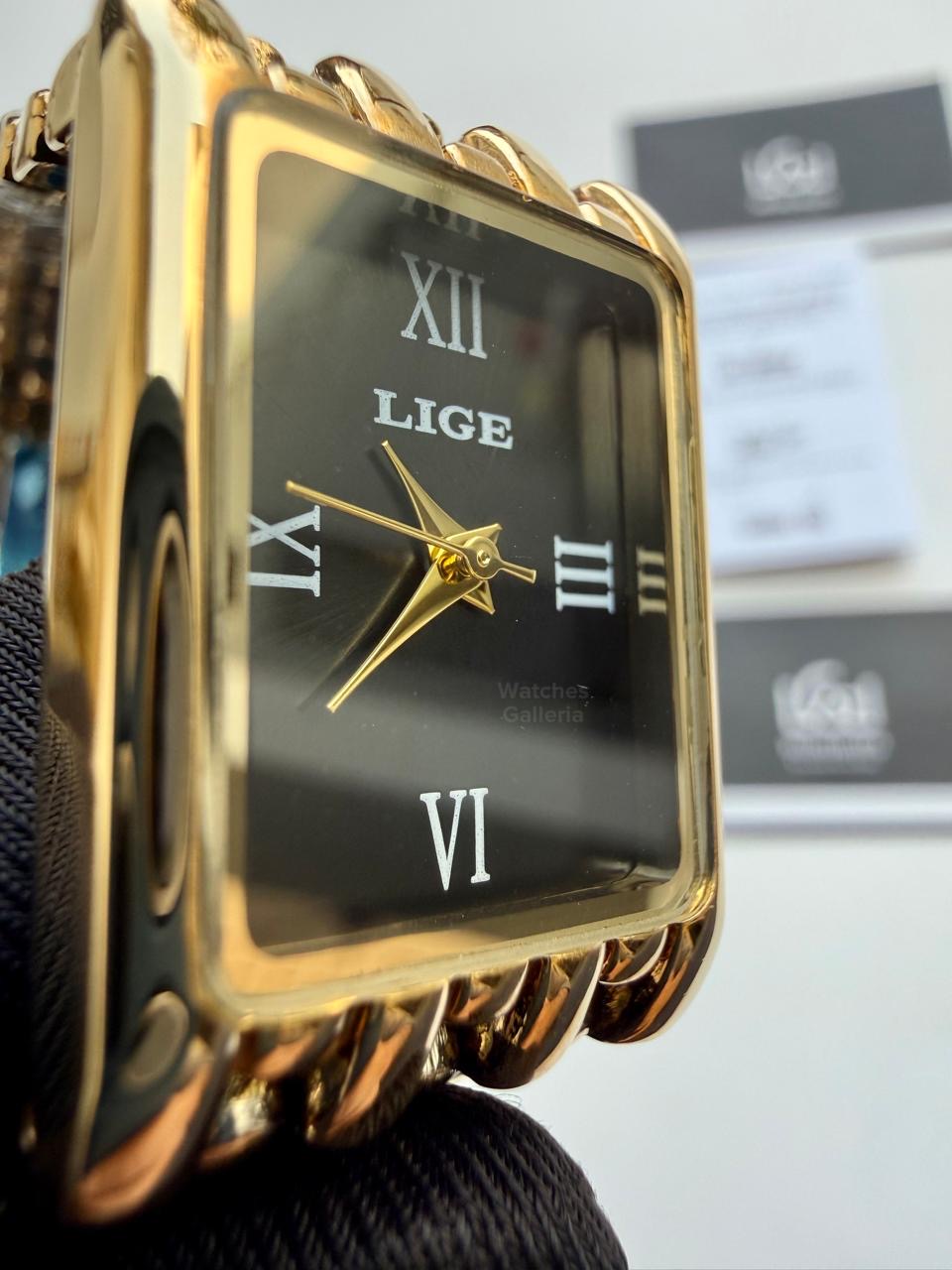 Lige 89156 Tank Women Watch Quartz (Gold/Black) Lige Women Watch