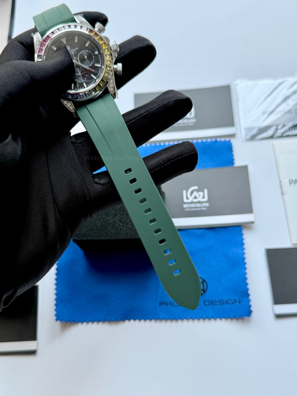 Pagani Design PG1666 Daytona Rainbow Limited Edition Black Automatic Chronograph Watch | 40mm Sapphire Crystal | HZ2196G Movement | 100M Water Resistant