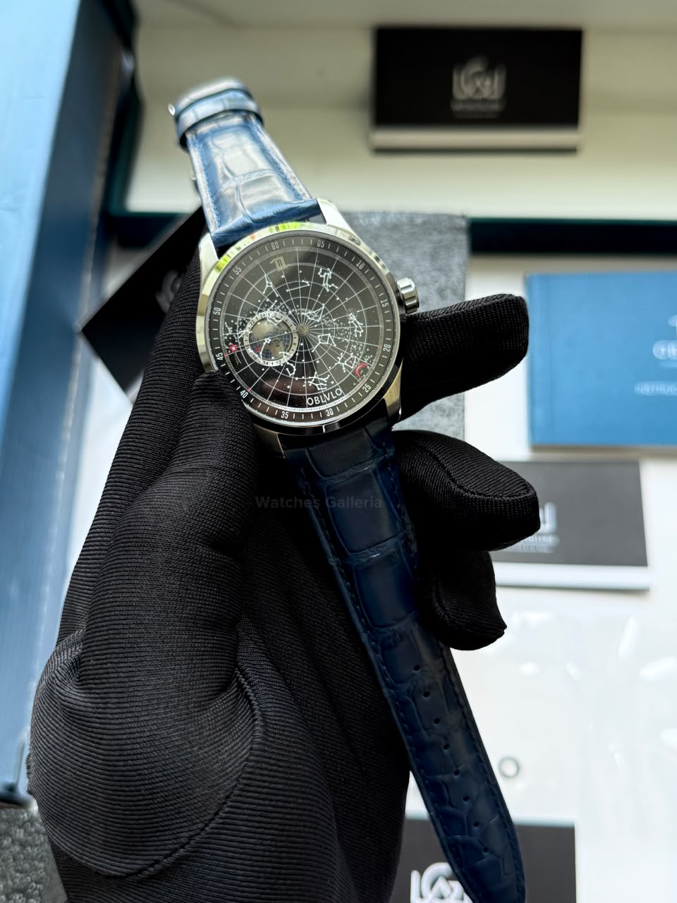 OBLVLO GC (Blue Silver Black) Grand Complications Celestial Automatic Watch Brown & Black Dial with Rose Gold Details, Moving Constellation & Earth Display – OBLVLOGC
