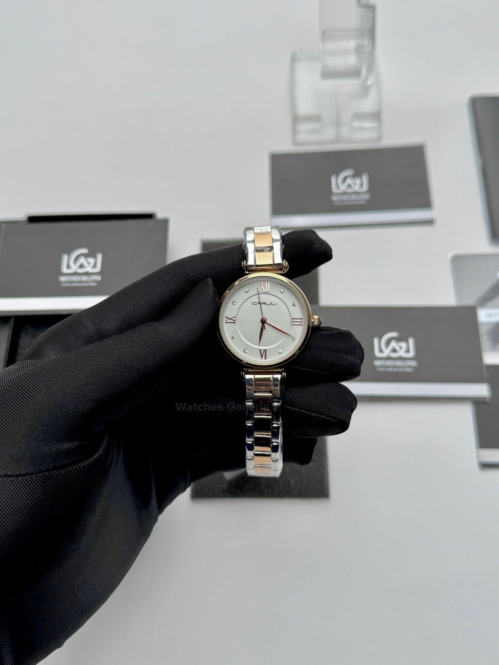 Crrju 2178 Ladies Watch Quartz (White/Rose Gold) CRRJU Watch Pakistan