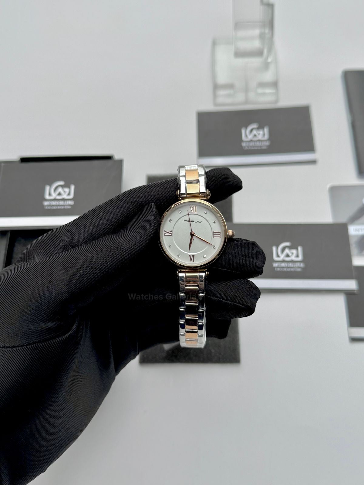Crrju 2178 Ladies Watch Quartz (White/Rose Gold) CRRJU Watch Pakistan