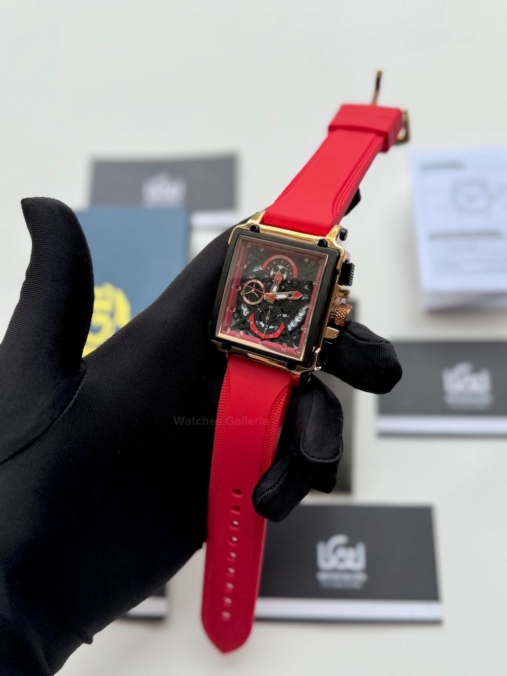 Lige Watch LG8935 Square Chronograph (Red) Lige Watch Pakistan