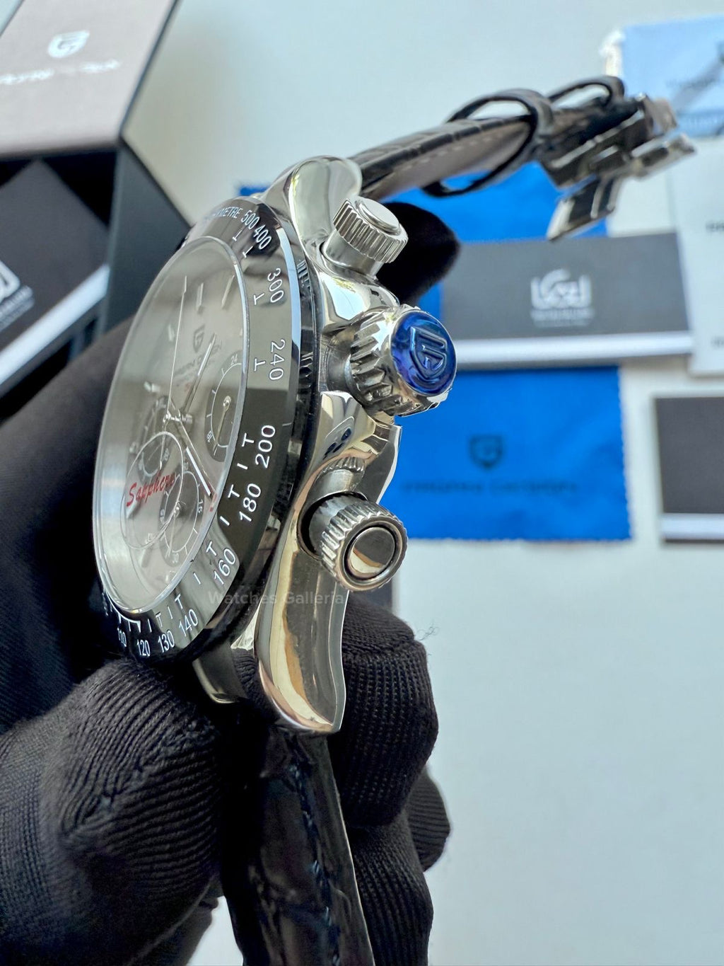 Pagani Design Daytona Quartz PD1664 Crocodile Leather Strap (Silver) Pagani Design in Pakistan