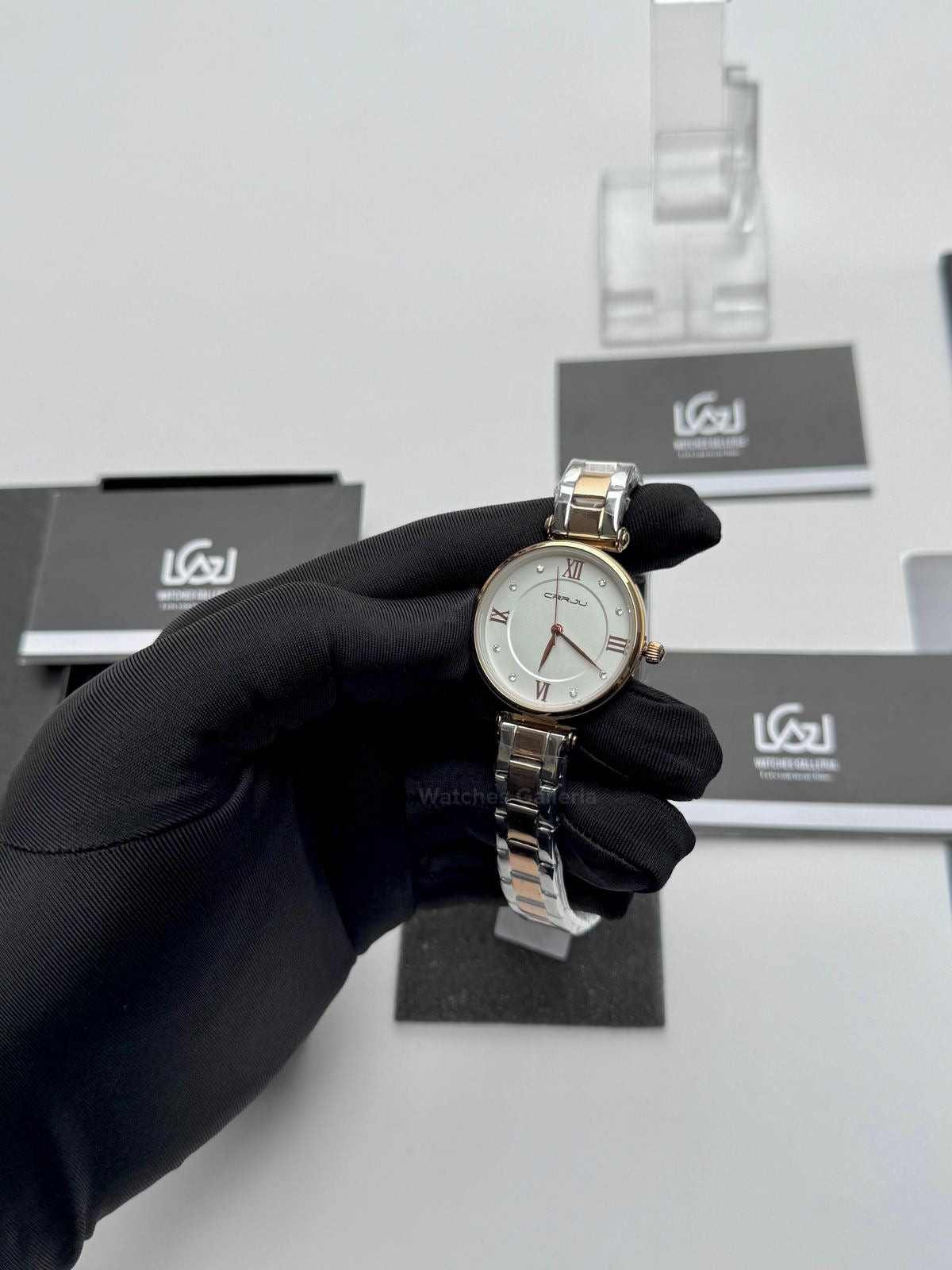 Crrju 2178 Ladies Watch Quartz (White/Rose Gold) CRRJU Watch Pakistan