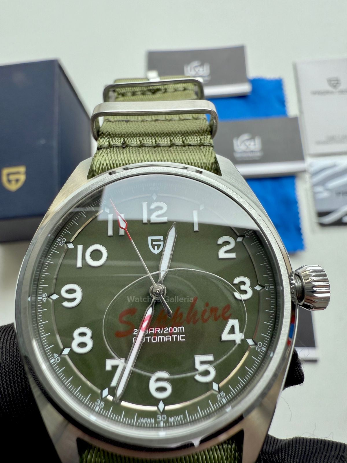 Pagani Design Spirit Pilot Automatic (Green-Nylon Bracelet) PD1717 Watches Galleria