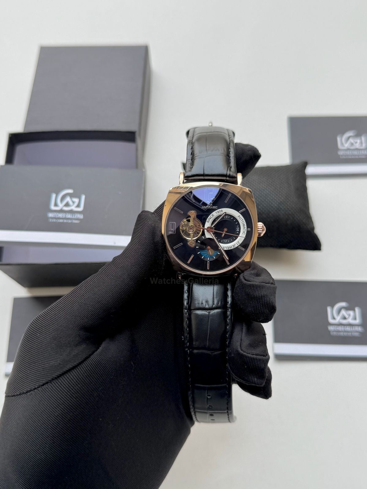 Aokulasic AOKU001 Moonphase Flywheel (Black/Rose Gold) Aokulasic Watch in Pakistan