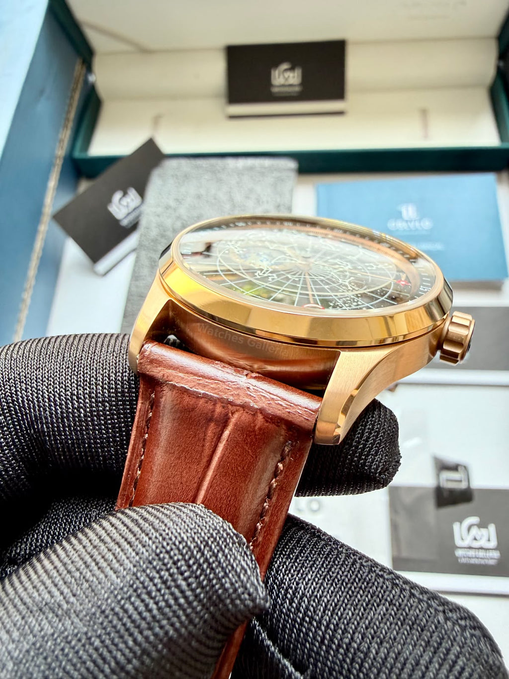 OBLVLO GC (Brown Rose Gold Black) Grand Complications Celestial Automatic Watch Brown & Black Dial with Rose Gold Details, Moving Constellation & Earth Display – OBLVLOGC | Oblvlo