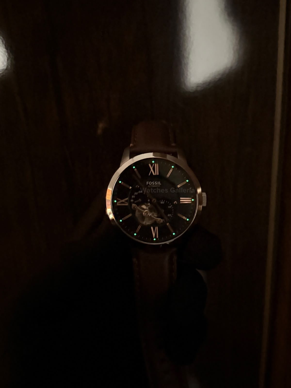 Fossil Townsman Automatic Men’s Watch 45mm Black Dial Silver-Tone Stainless Steel Case Brown Leather Strap ME3061