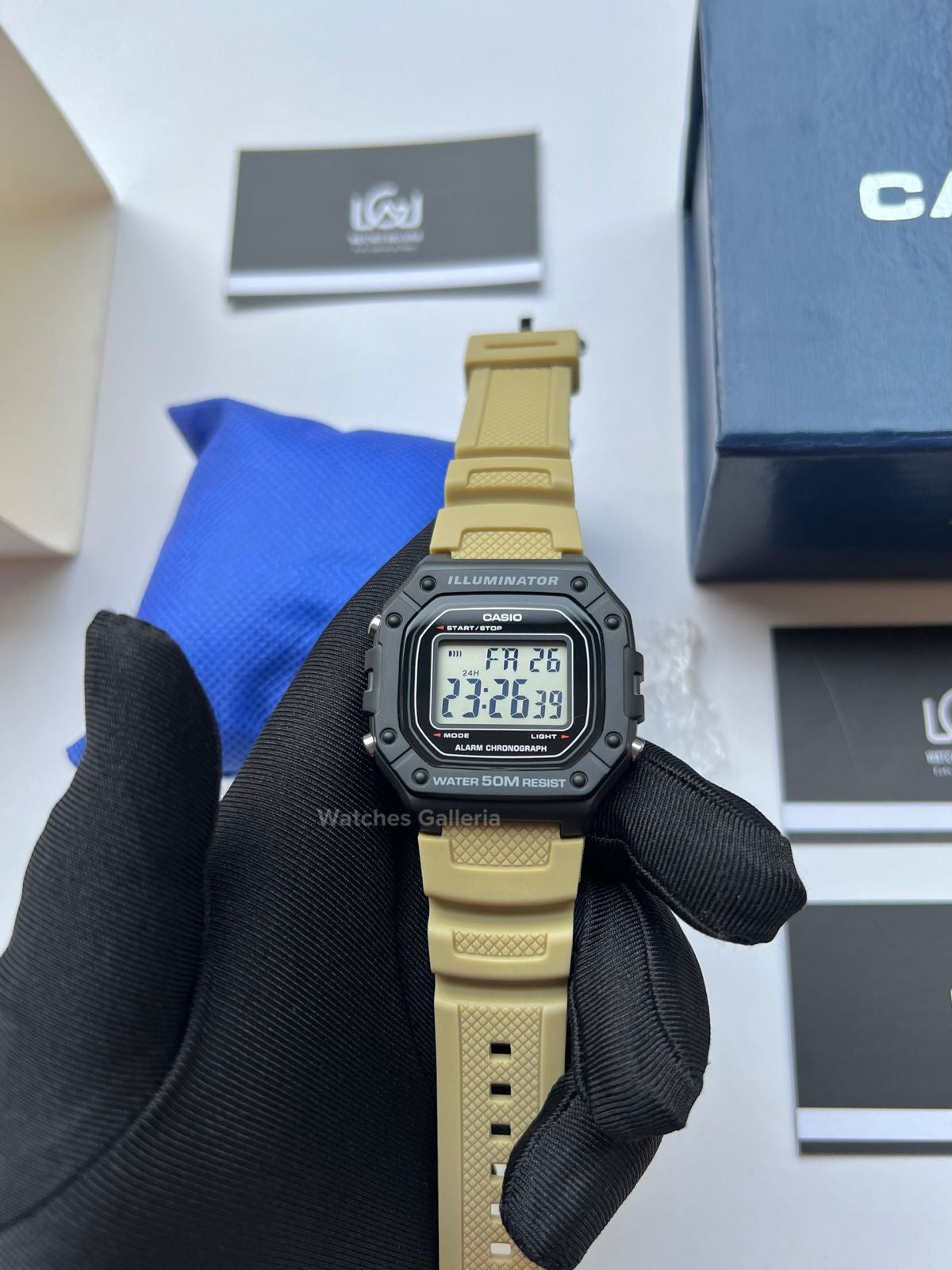 Casio Sports Digital Watch Khaki Exclusive (White Display) W218H Watches Galleria