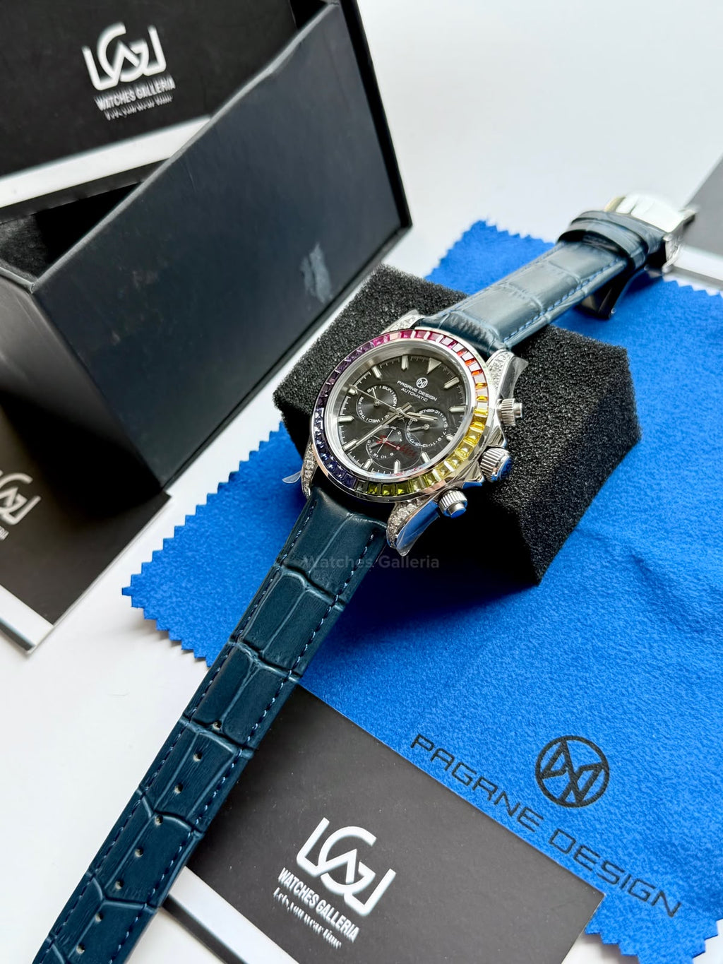 Pagani Design PG1666 Daytona Rainbow Limited Edition Black Automatic Chronograph Watch | 40mm Sapphire Crystal | HZ2196G Movement | 100M Water Resistant