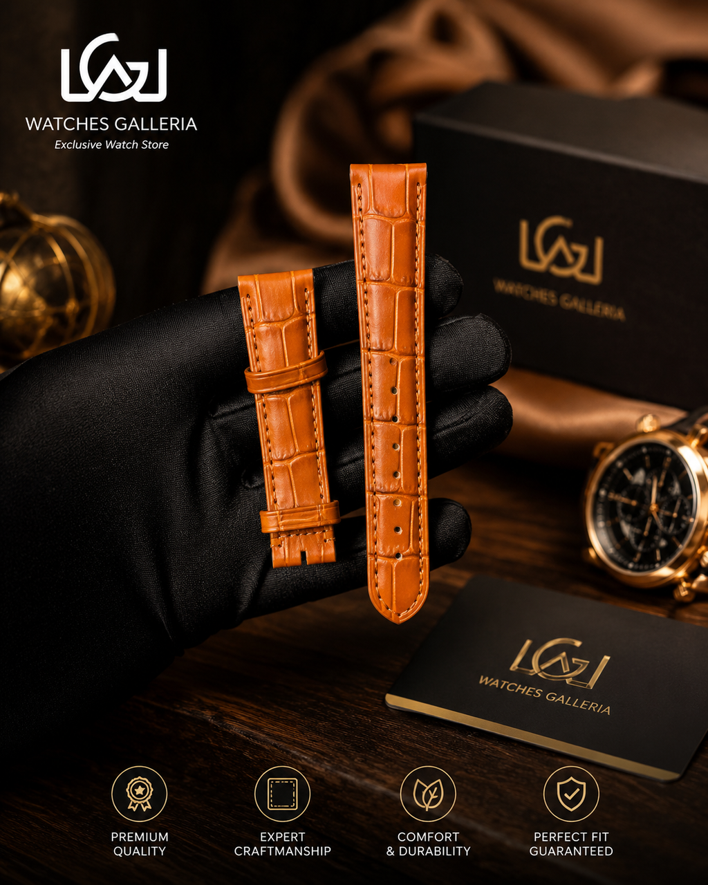 Stailer 18mm Genuine Leather Watch Strap Light Brown – Premium Replacement Band (Without Buckle)