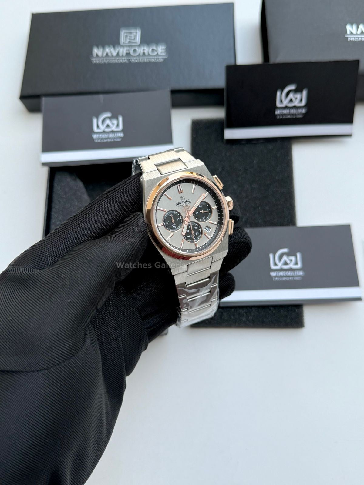Naviforce PRX Chronograph Two Tone Quartz (Silver/Gold) NF8048 Watches Galleria