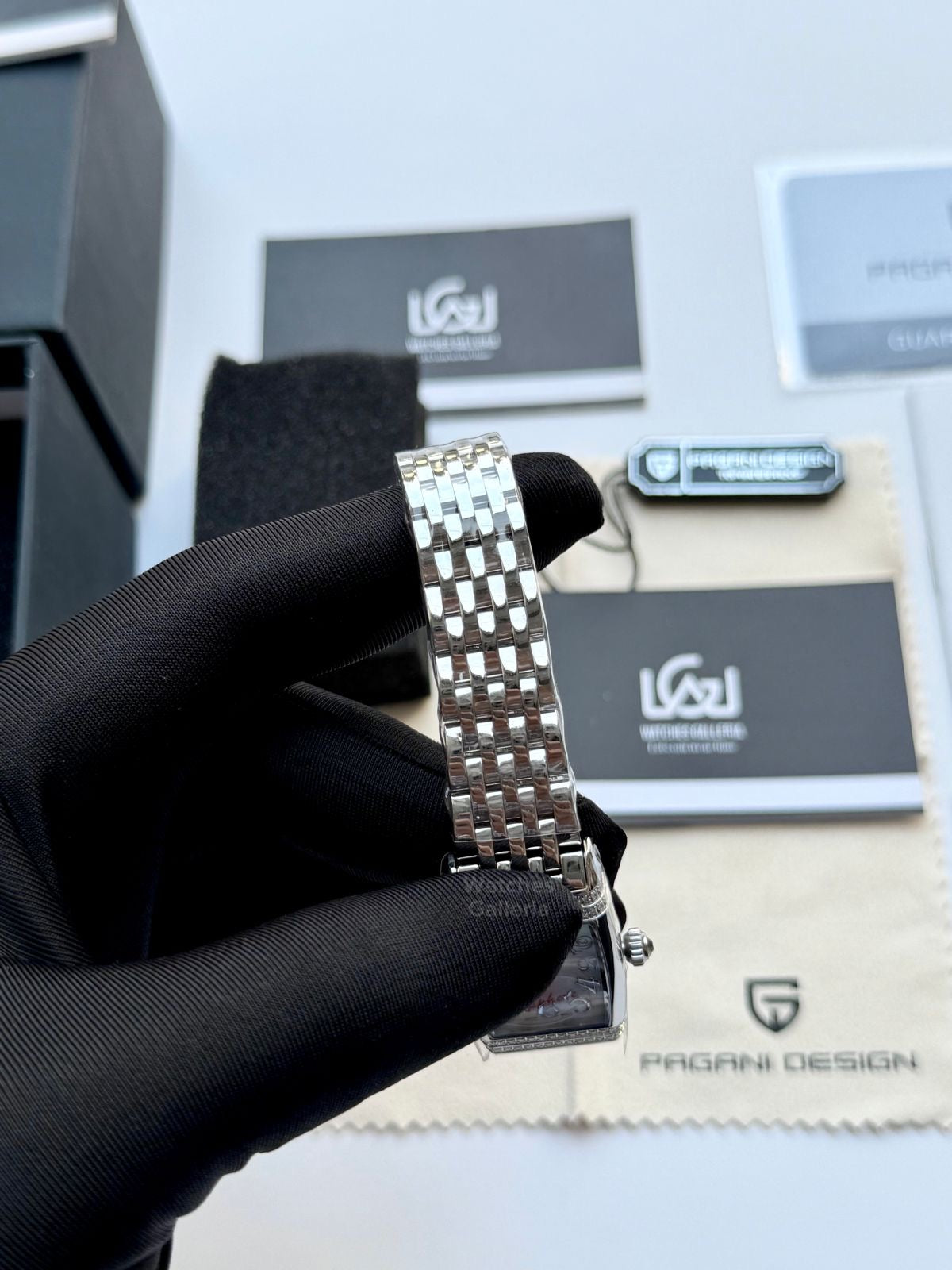 Pagani Design PD1737 Square Ladies Watch Silver White 22mm – Swiss Ronda 762 Quartz | Sapphire Glass | Elegant Stone Dial