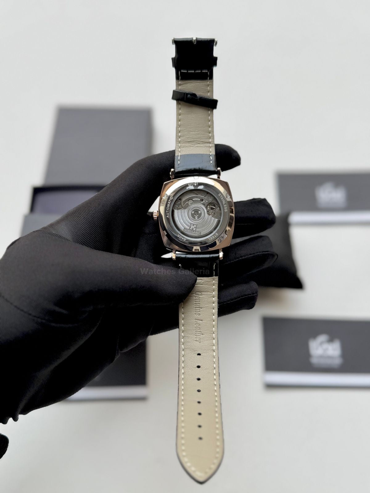 Aokulasic AOKU001 Moonphase Flywheel (Black/Rose Gold) Aokulasic Watch in Pakistan