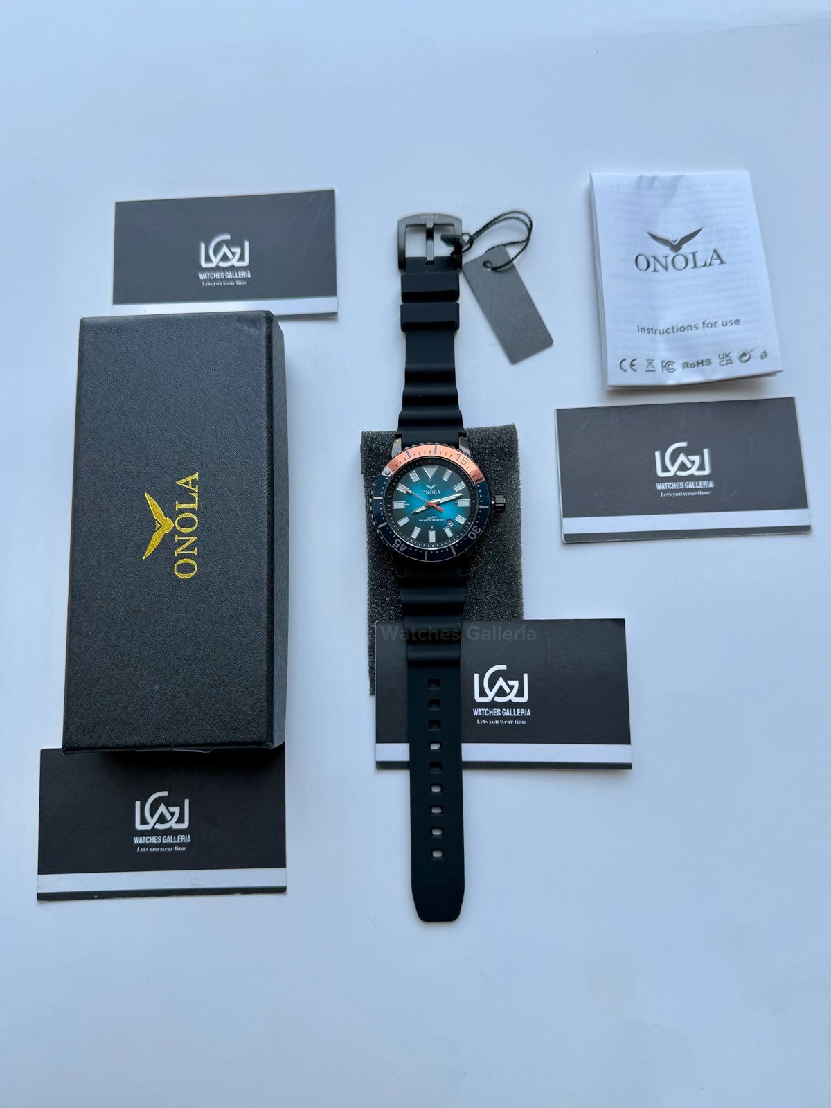 Onola 3850 Sports Diving Style Quartz (Black/Orange) Onola Pakistan