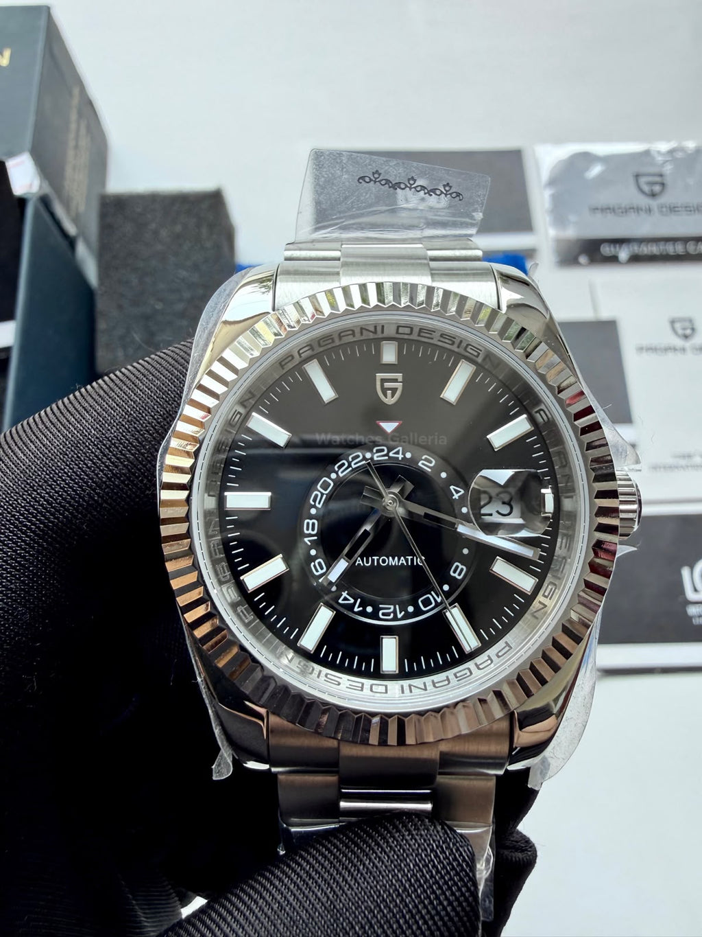Pagani Design PD1888 Sky Dweller Black Automatic GMT Watch for Men Sapphire Crystal Original Pagani Design Watch Pakistan