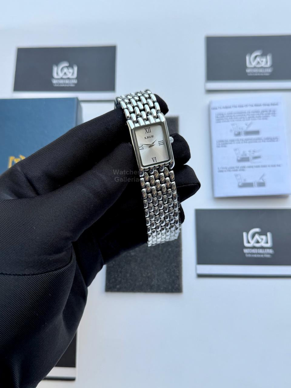 Lige 89156 Tank Women Watch Quartz (Silver) Lige Women Watch