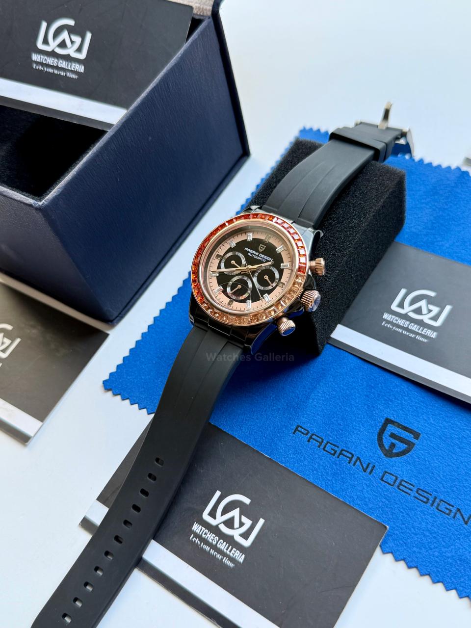 Pagani Design PD1732 Daytona Rainbow Silicon Edition in Pakistan – Luxury Automatic Men’s Watch with Rainbow Bezel, Sapphire Crystal & Exhibition Back