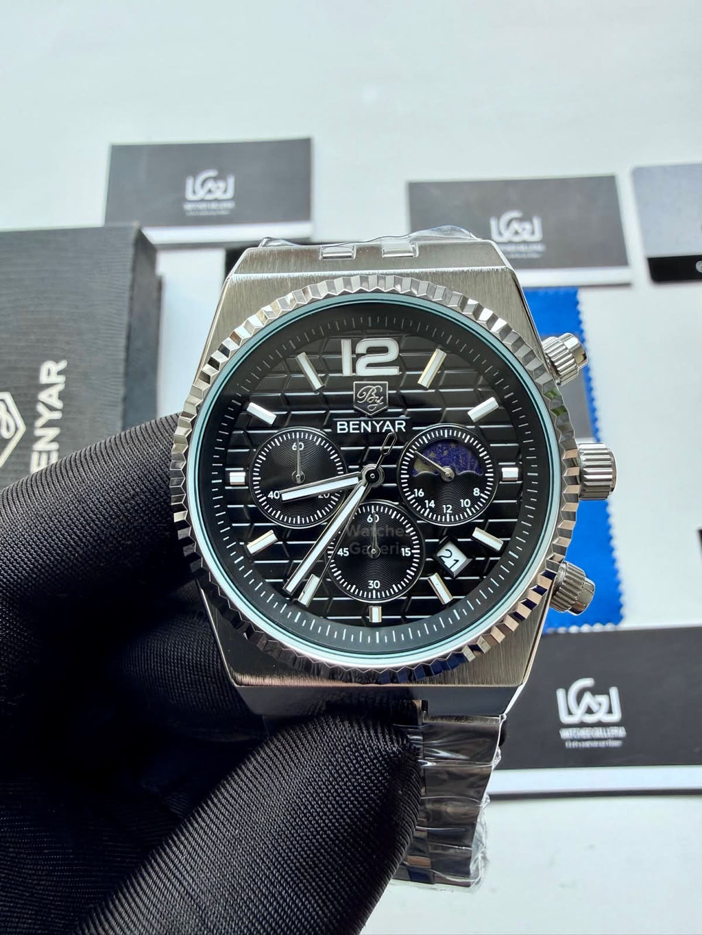 Benyar BY5225 Land Dweller Chronograph Black Dial Luxury Men’s Watch in Pakistan – Japanese Quartz Stainless Steel Watch