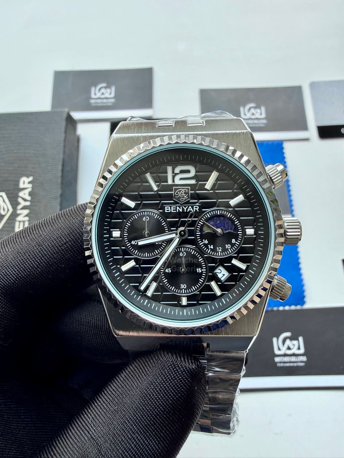 Benyar BY5225 Land Dweller Chronograph Black Dial Luxury Men’s Watch in Pakistan – Japanese Quartz Stainless Steel Watch