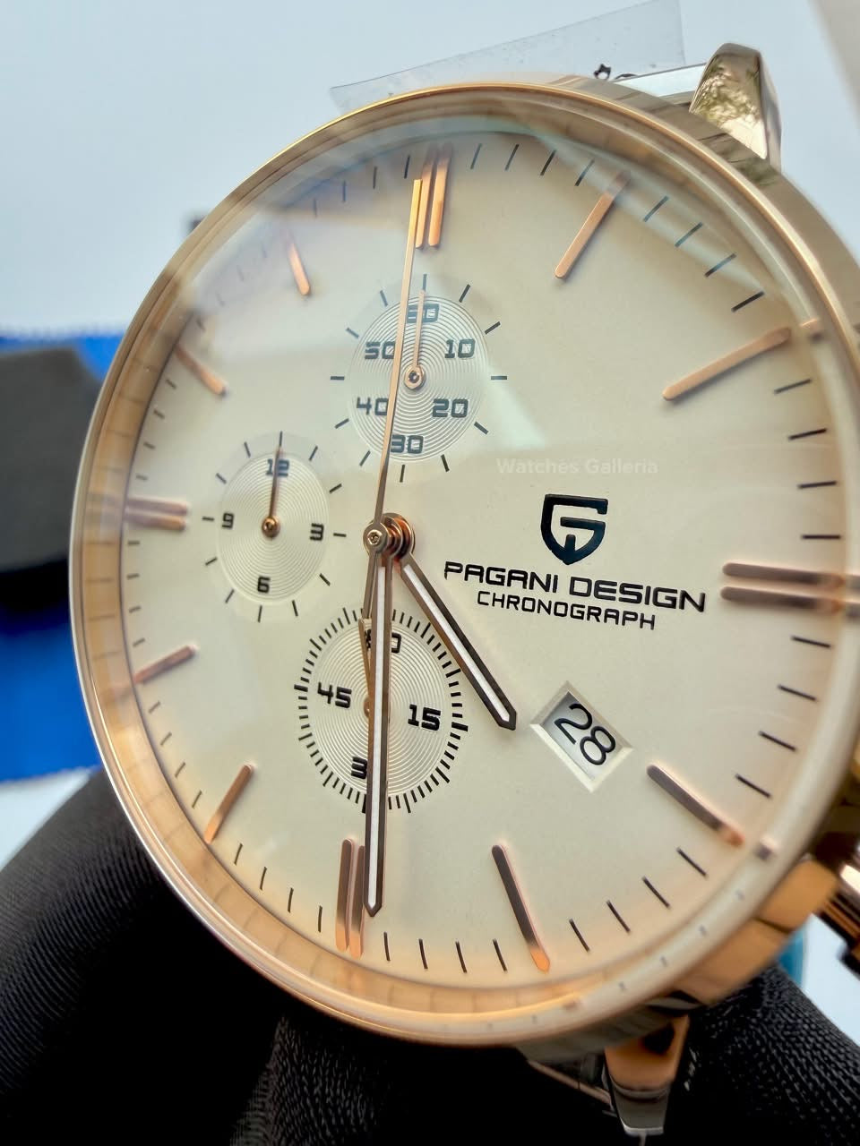 Pagani Design PD2720K Flight Chronograph Watch Limited Edition Rose Gold White Dial Men’s Luxury Watch | Japanese Seiko VK67 Mecha Quartz Chronograph Movement | Stainless Steel Bracelet | 50M Waterproof