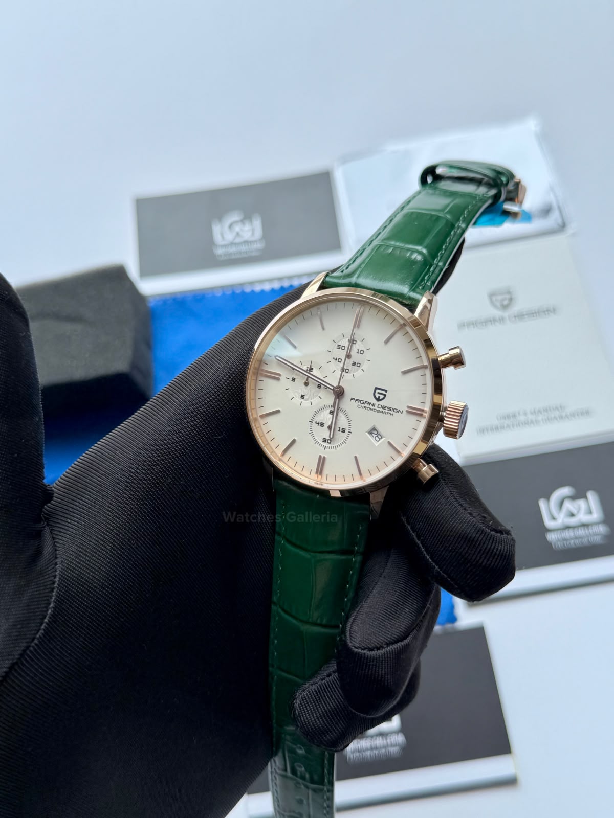 Pagani Design PD2720K | Green Rose Gold White | Flight Chronograph Limited Edition Blue Rose Gold White Quartz Watch