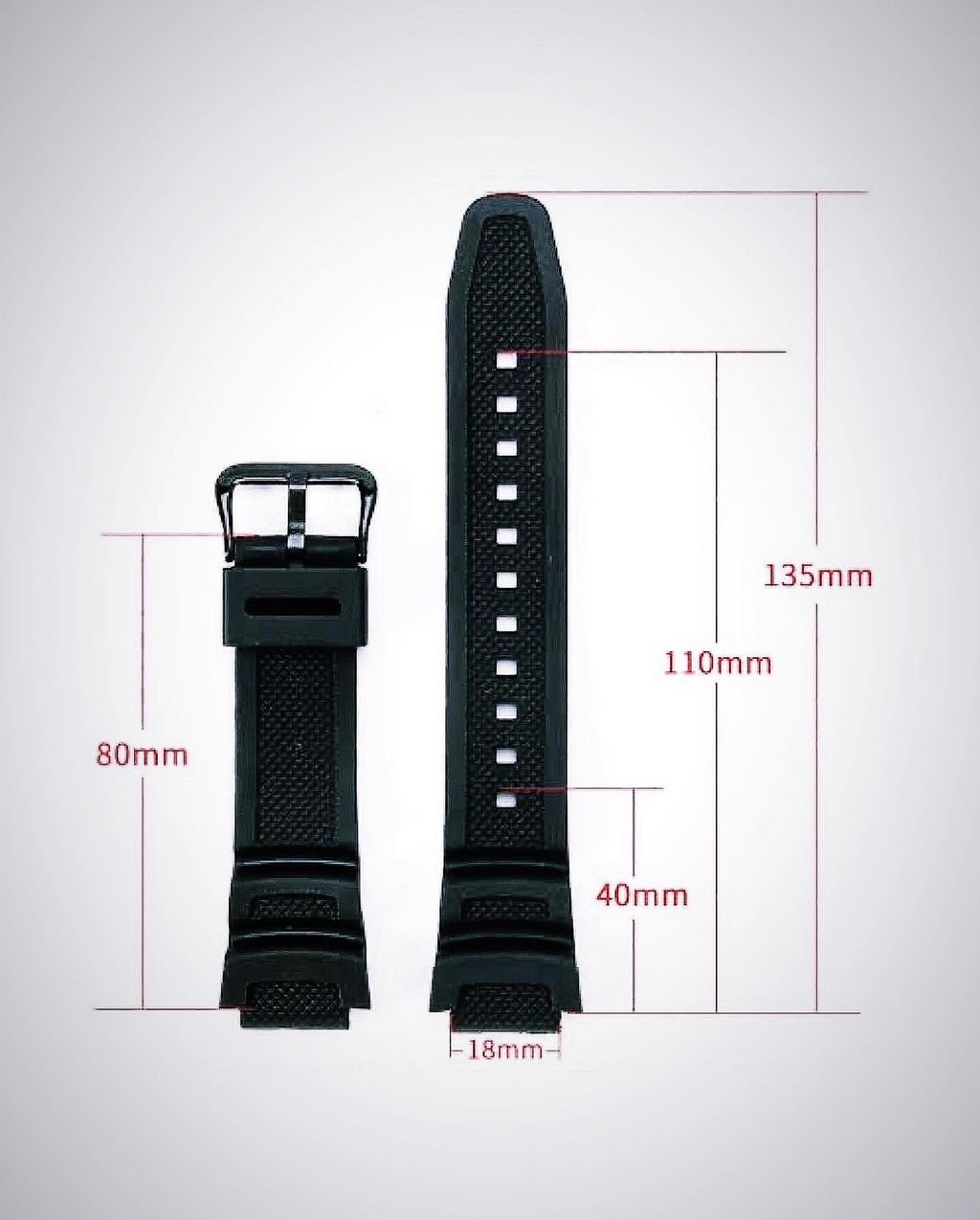 Silicon Straps (Green) For Casio W218H | F108 | AE1100 | AE1200 | SGW300 | MRW200