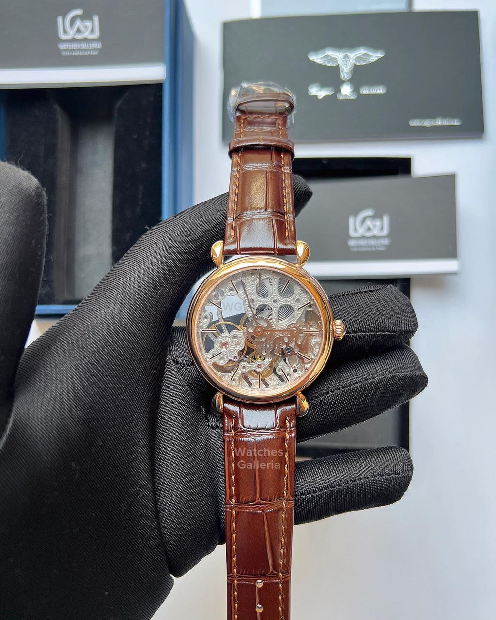 Sugess Skeleton Slimmaster Manual Wind (Brown w/ Rose Gold) SU3600 (Discontinued)