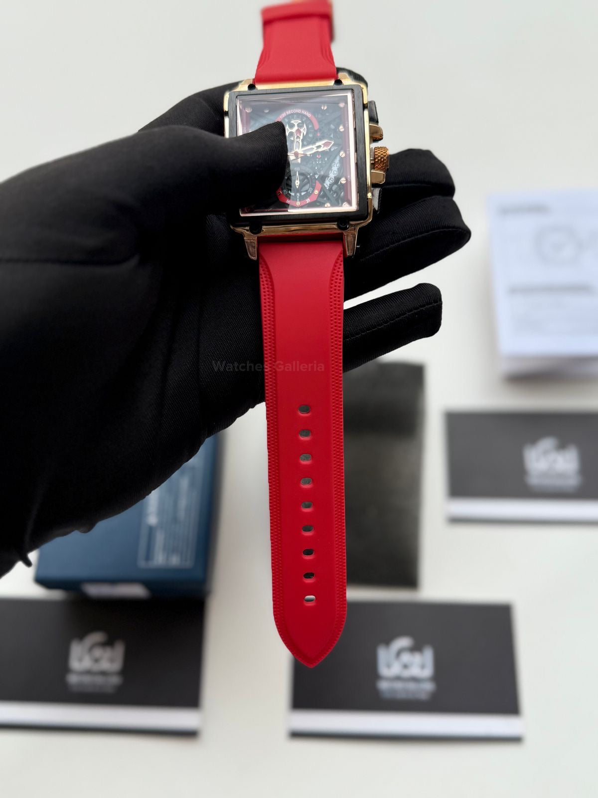 Lige Watch LG8935 Square Chronograph (Red) Lige Watch Pakistan