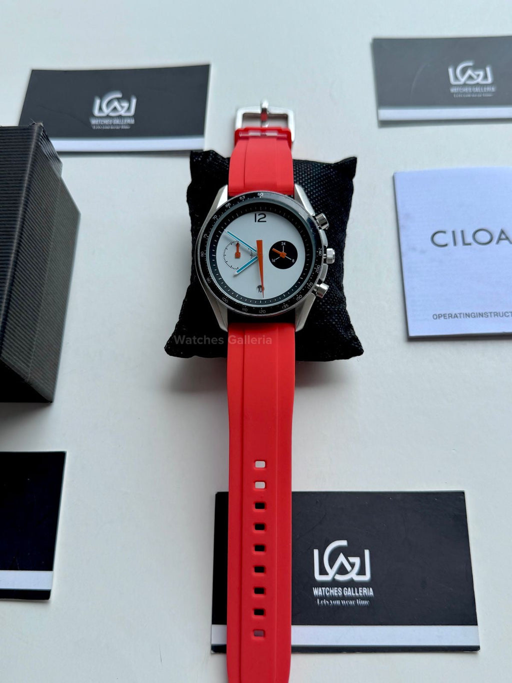 Ciloa Chronograph Leather Quartz (White) ciloa507 Watches Galleria